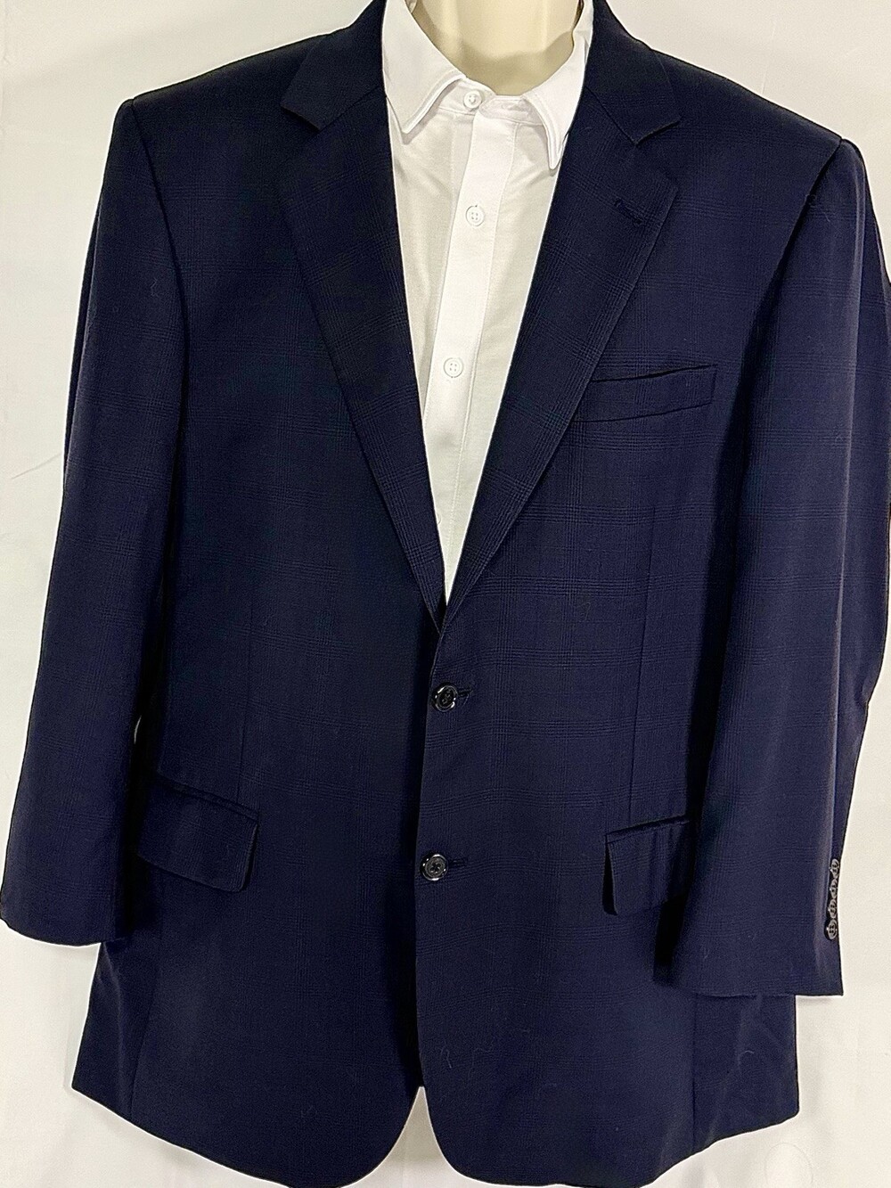 Jos. A. Bank Signature Series 42 R Navy Micro Check Blazer 2-Button Sport Coat